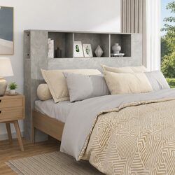 Functional Grey Headboard Cabinet for Bedroom Use
