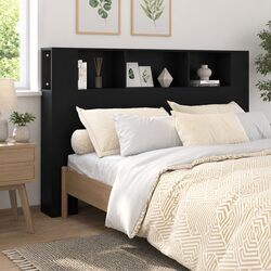 Black 160cm Wall-Mounted Headboard Storage