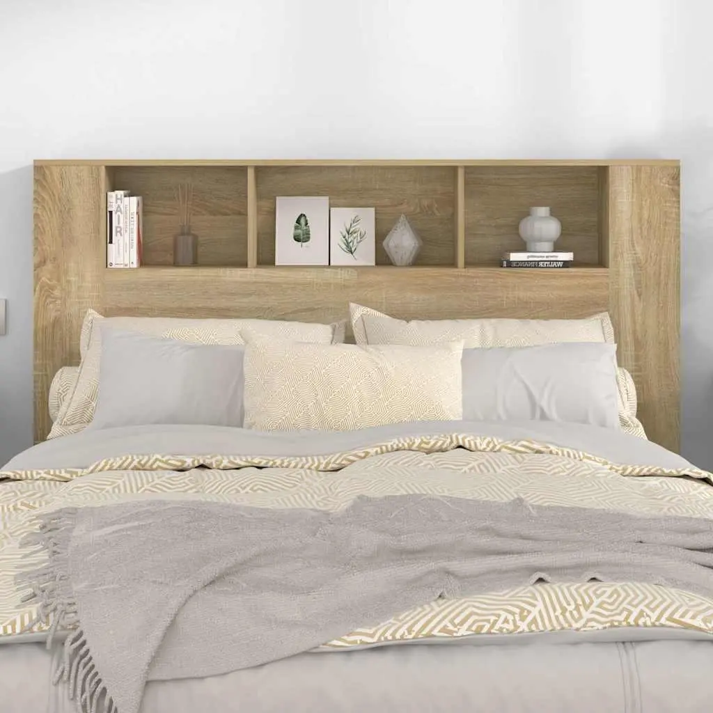 Brown Engineered Wood Headboard Cabinet 160 cm Storage for Bedroom