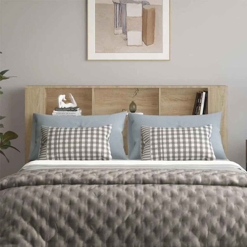 Headboard Cabinet Engineered Wood 180 cm Brown Wall-Mounted Bedroom Storage
