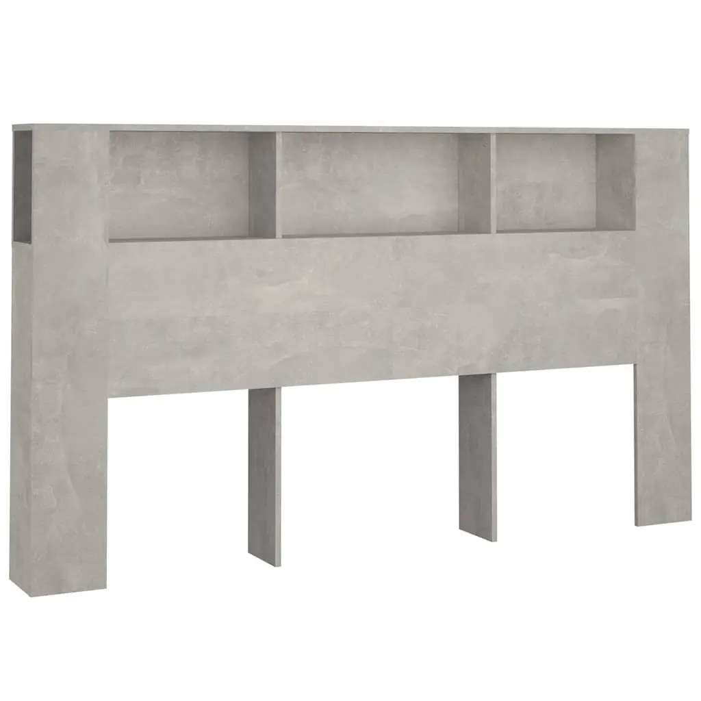 Wall-Mounted Headboard Cabinet Engineered Wood 180cm Grey Storage Compartment Bedroom Furniture
