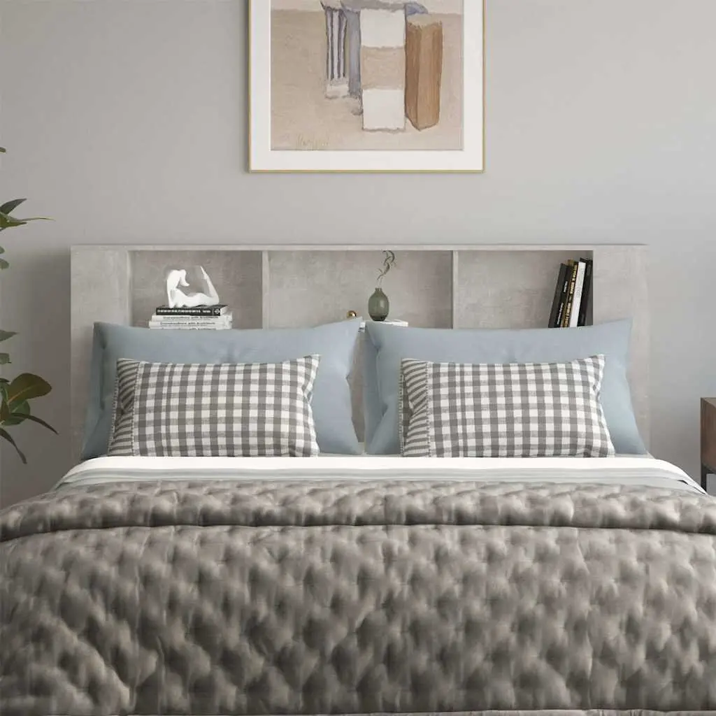 Wall-Mounted Headboard Cabinet Engineered Wood 180cm Grey Storage Compartment Bedroom Furniture