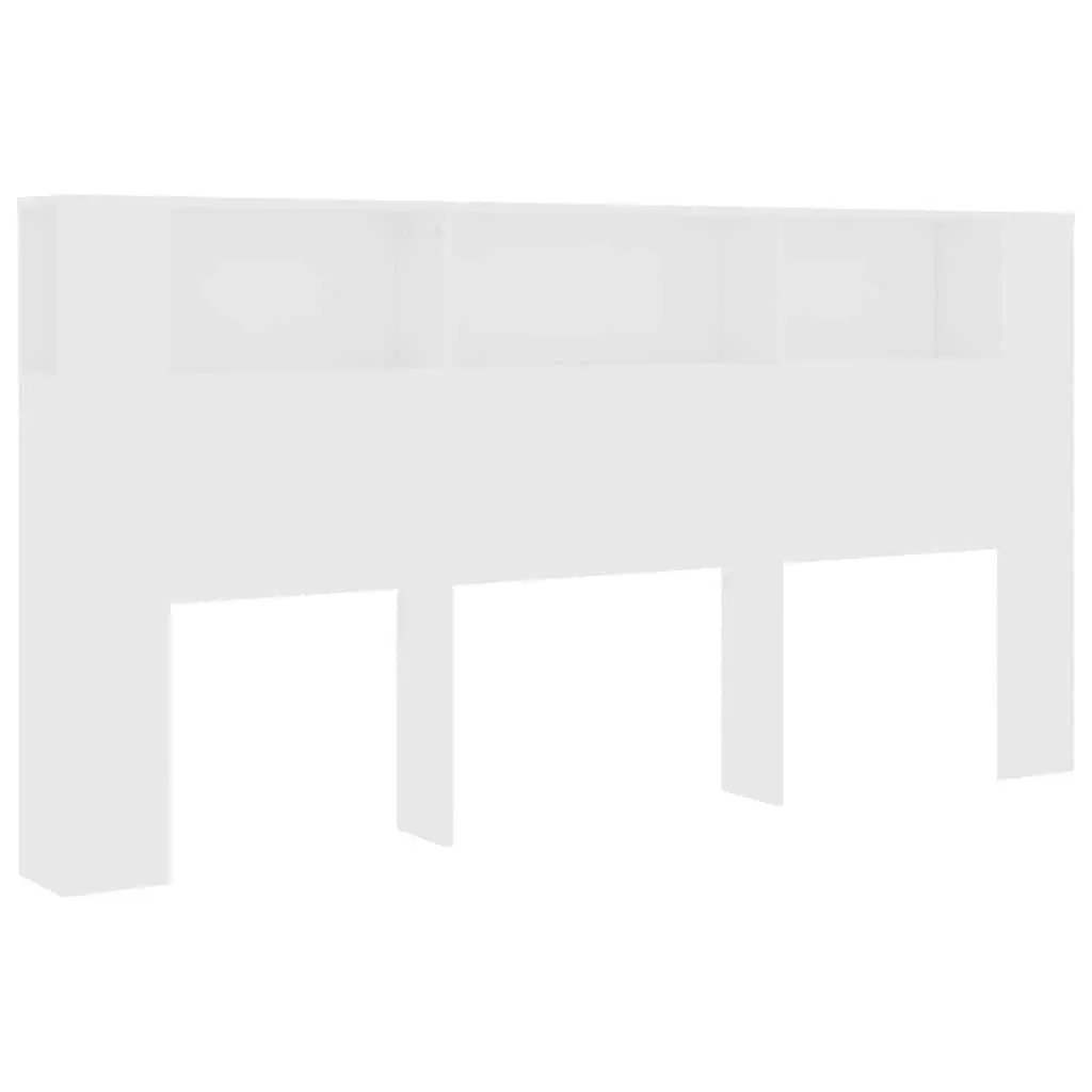 Headboard Cabinet Engineered Wood 200cm White Wall Storage Organiser