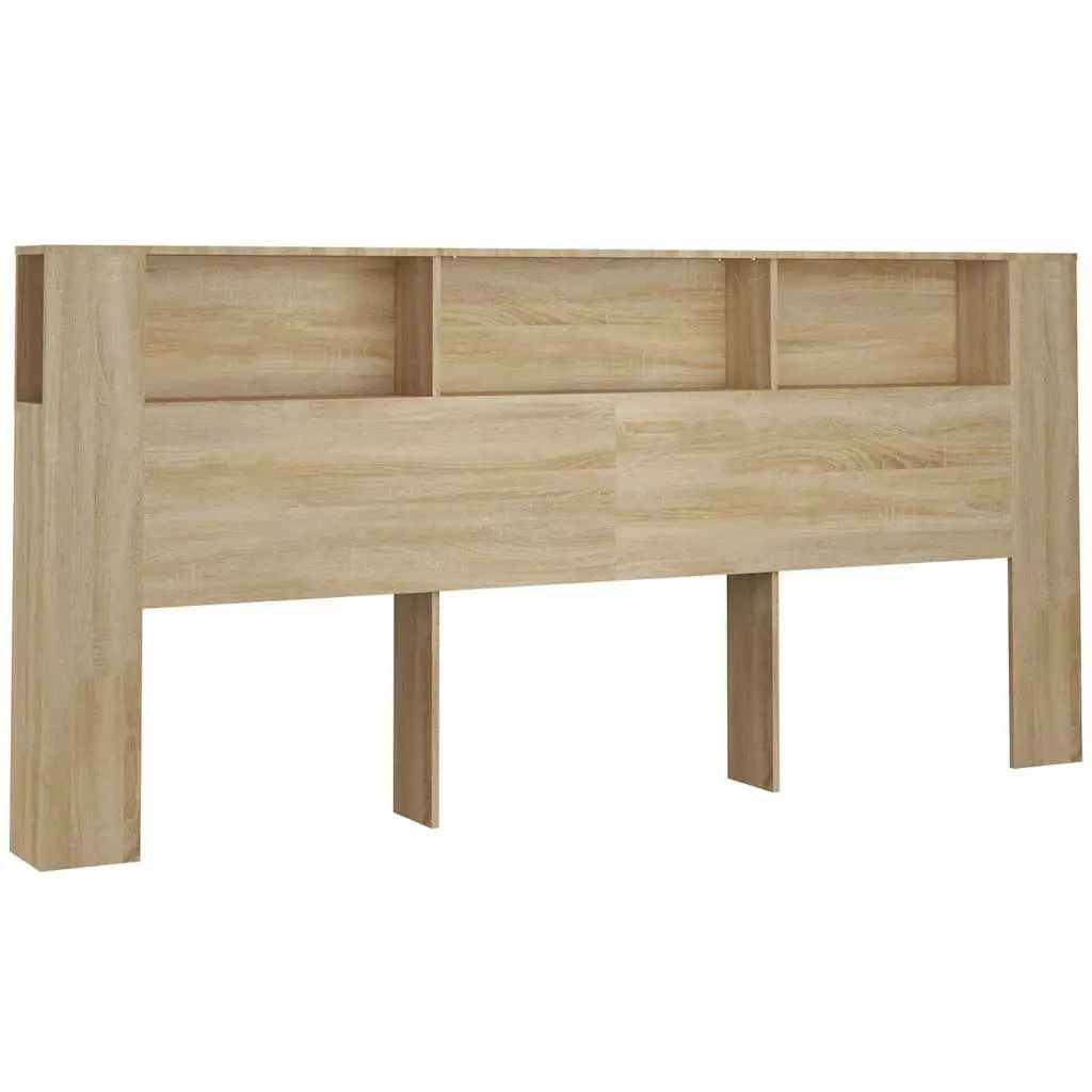 Headboard Cabinet 220cm Storage Compartments Bedroom Furniture Wall Mount Brown