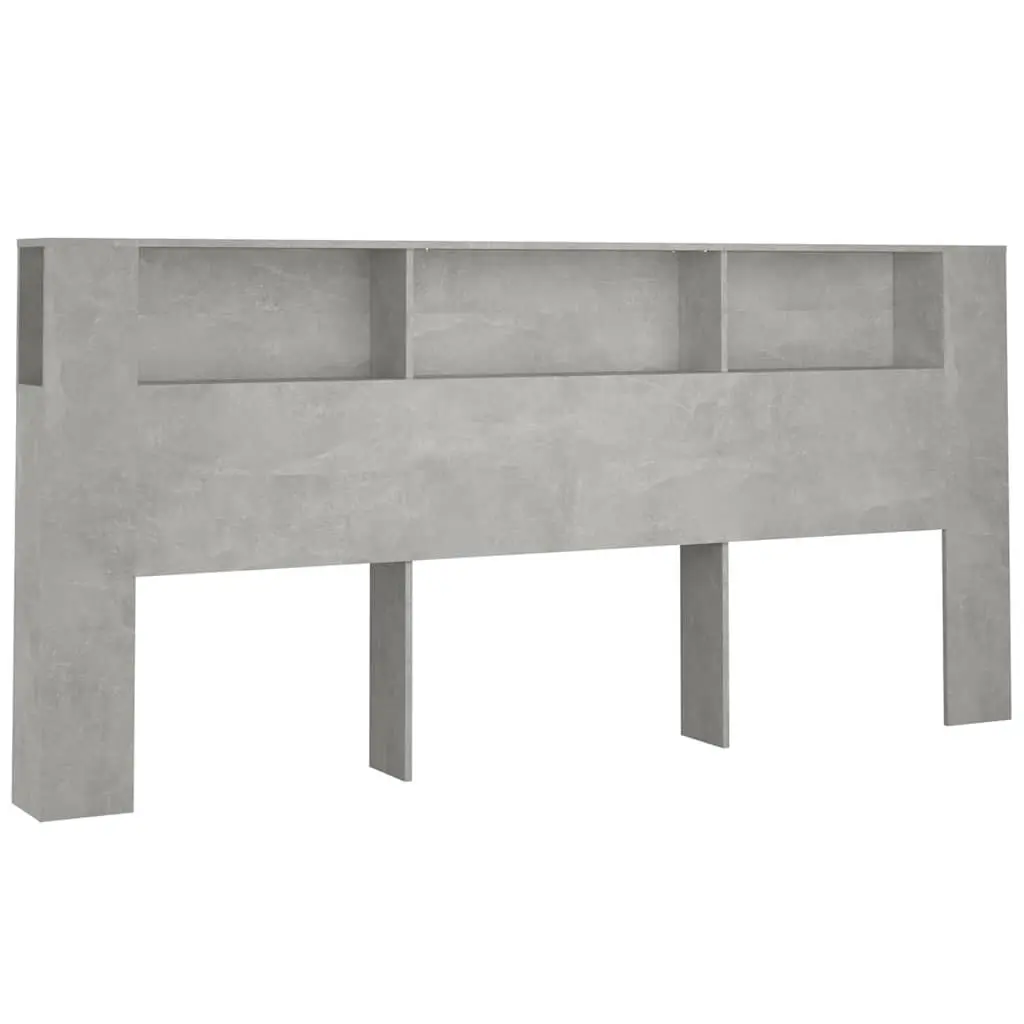 Headboard Cabinet Engineered Wood 220cm Grey Wall-Mounted Storage Bedroom Furniture
