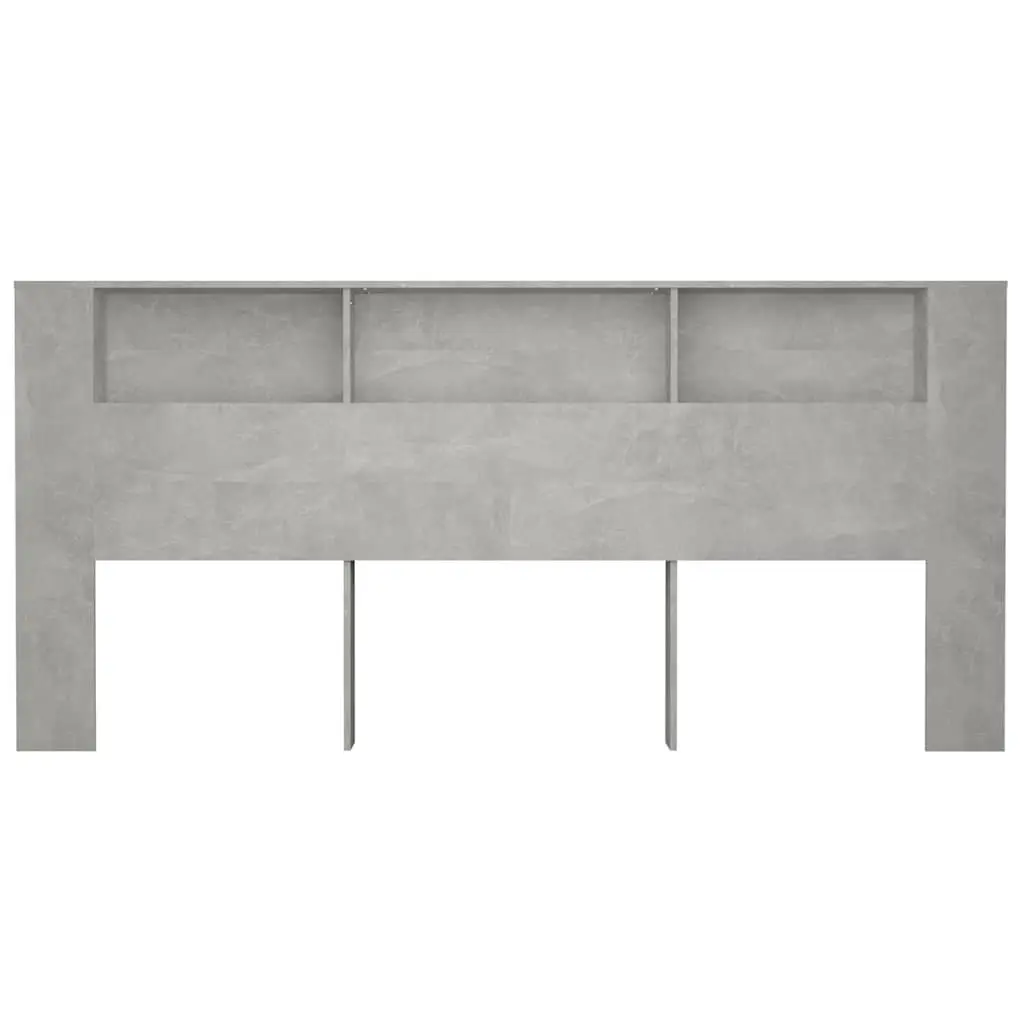 Headboard Cabinet Engineered Wood 220cm Grey Wall-Mounted Storage Bedroom Furniture