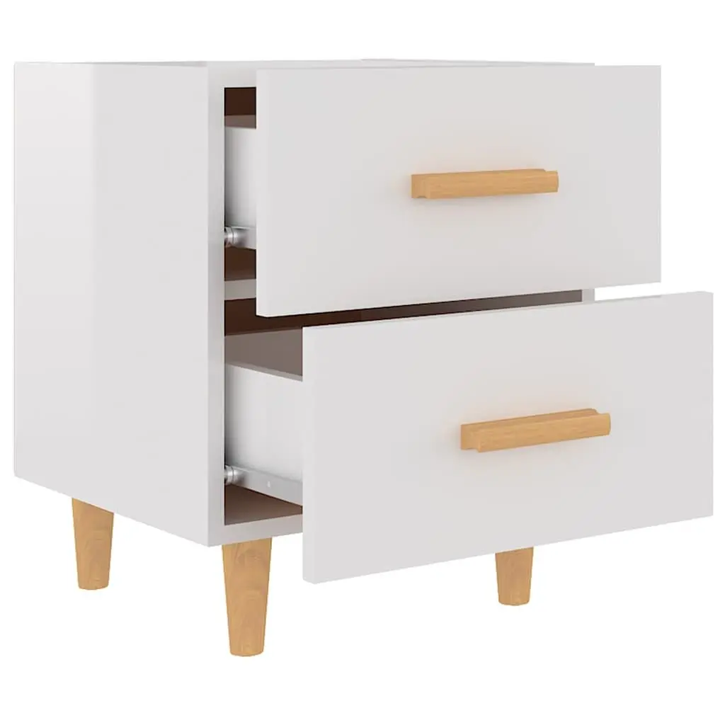 Bedside Tables Engineered Wood 40 x 35 x 47.5 cm High Gloss White 2 Piece