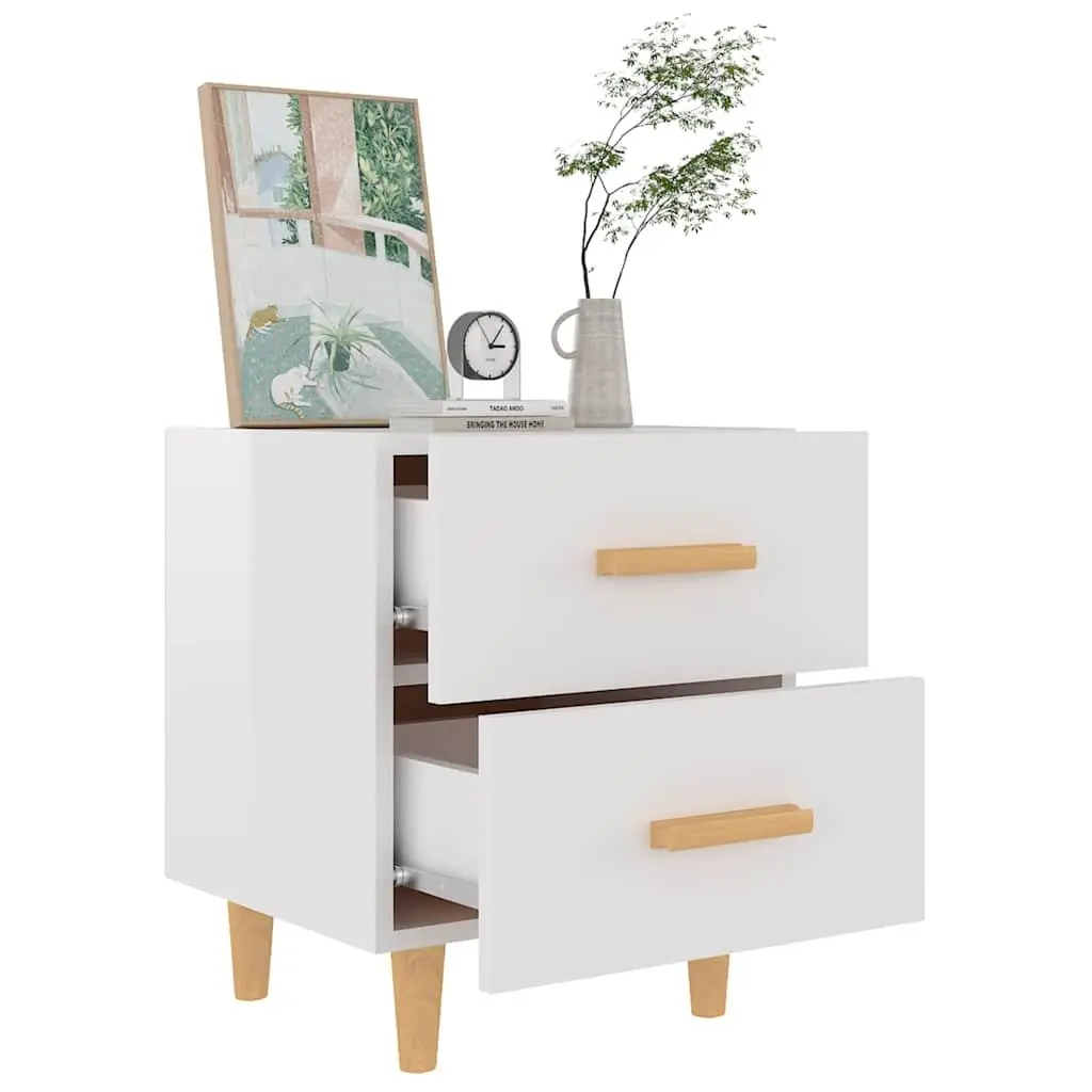 Bedside Tables Engineered Wood 40 x 35 x 47.5 cm High Gloss White 2 Piece
