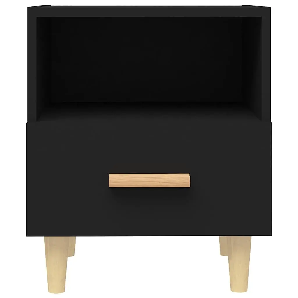 Bedside Cabinets Engineered Wood Solid Eucalyptus Wood 40 x 35 x 47 cm Black 2 Piece
