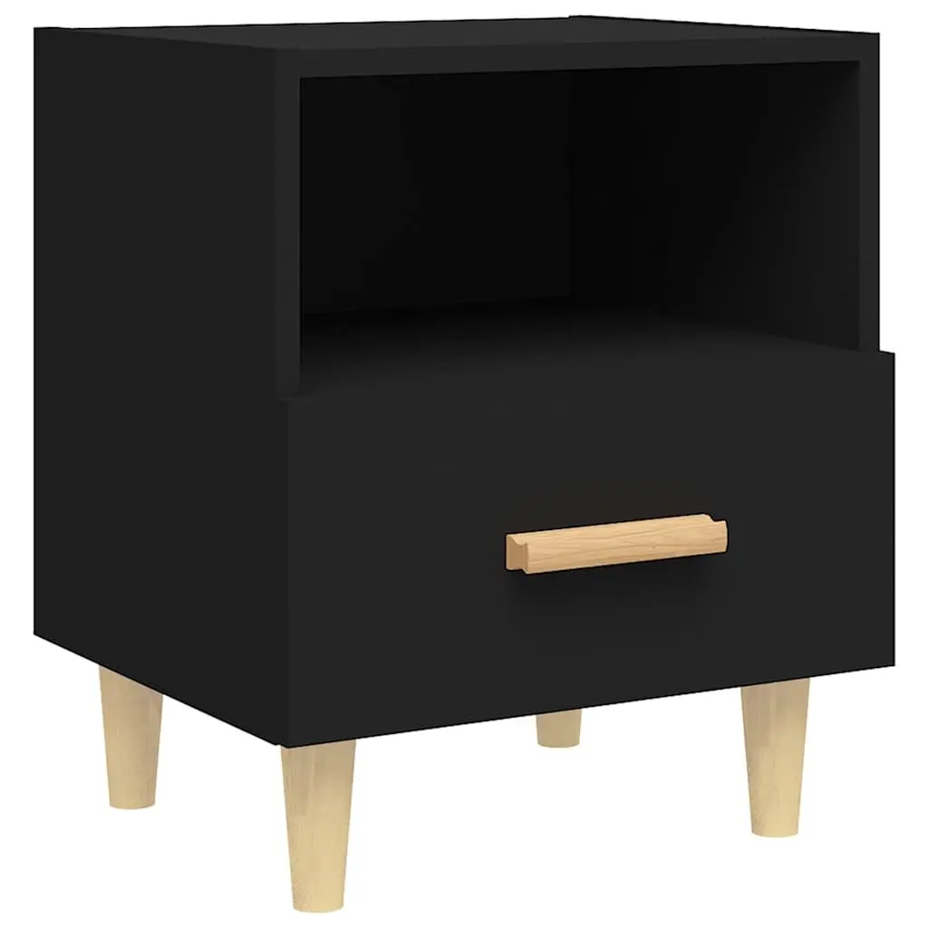 Bedside Cabinets Engineered Wood Solid Eucalyptus Wood 40 x 35 x 47 cm Black 2 Piece