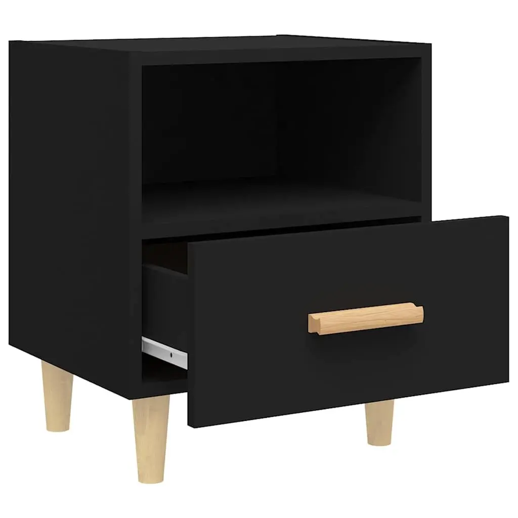 Bedside Cabinets Engineered Wood Solid Eucalyptus Wood 40 x 35 x 47 cm Black 2 Piece