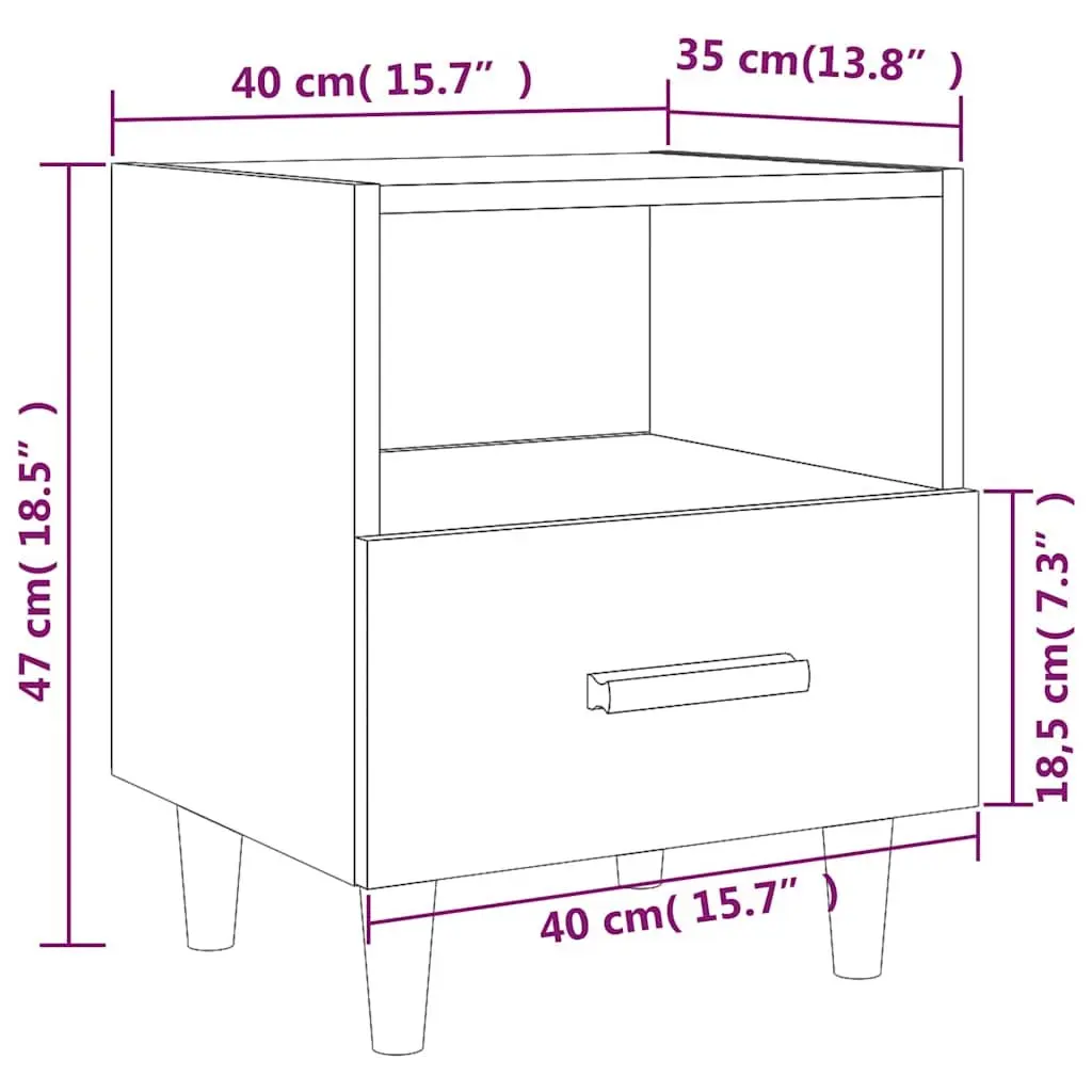 Bedside Cabinets Engineered Wood Solid Eucalyptus Wood 40 x 35 x 47 cm Black 2 Piece