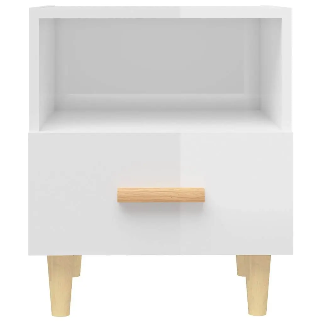 Bedside Cabinet 2 Pieces White Scandinavian Design Storage Compartment Drawer