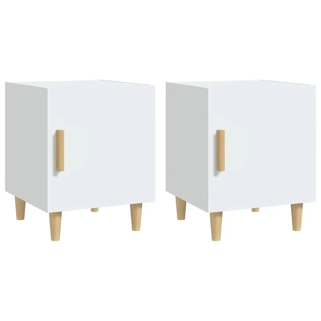 Bedside Cabinet Engineered Wood 1 Door White 2 Piece