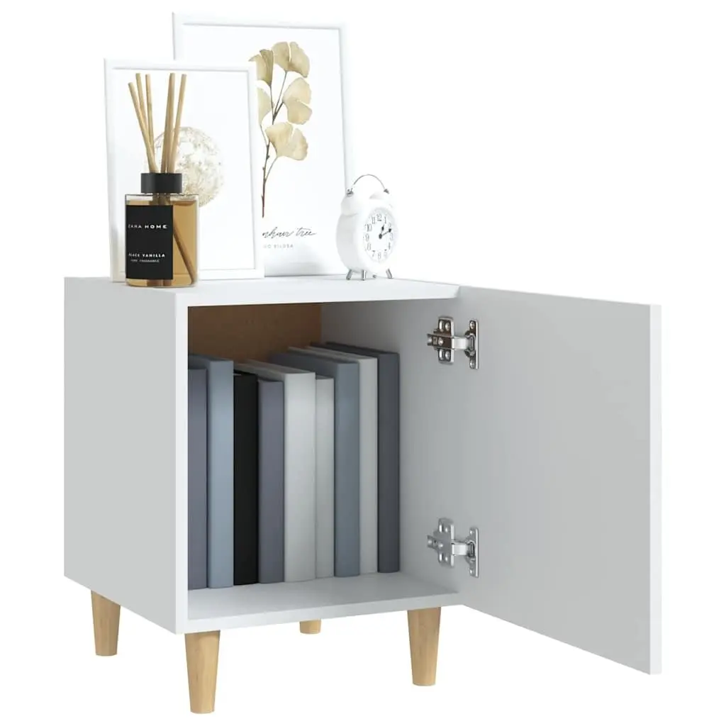 Bedside Cabinet Engineered Wood 1 Door White 2 Piece
