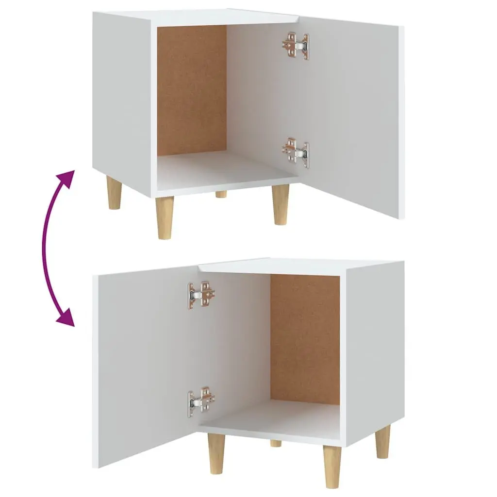 Bedside Cabinet Engineered Wood 1 Door White 2 Piece
