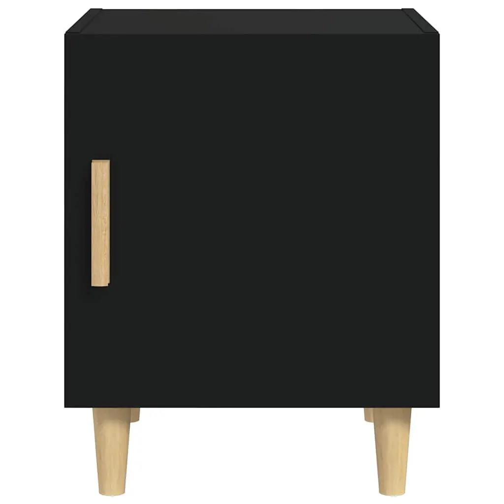 Bedside Cabinet Engineered Wood 2 Pieces Black Nightstand Table