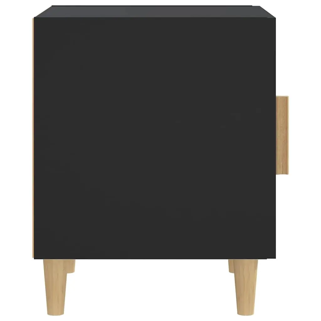 Bedside Cabinet Engineered Wood 2 Pieces Black Nightstand Table