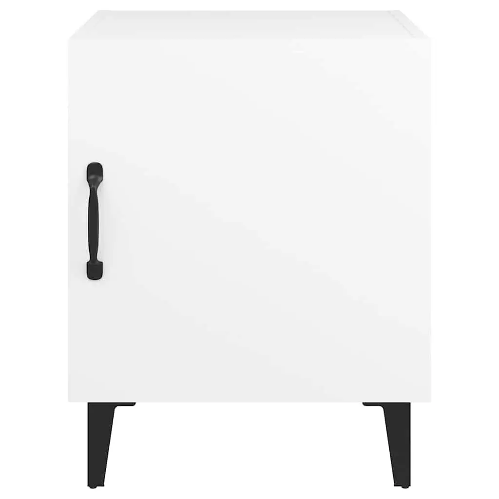 White Engineered Wood Nightstand Set 2 Pieces Storage Cabinets for Bedroom