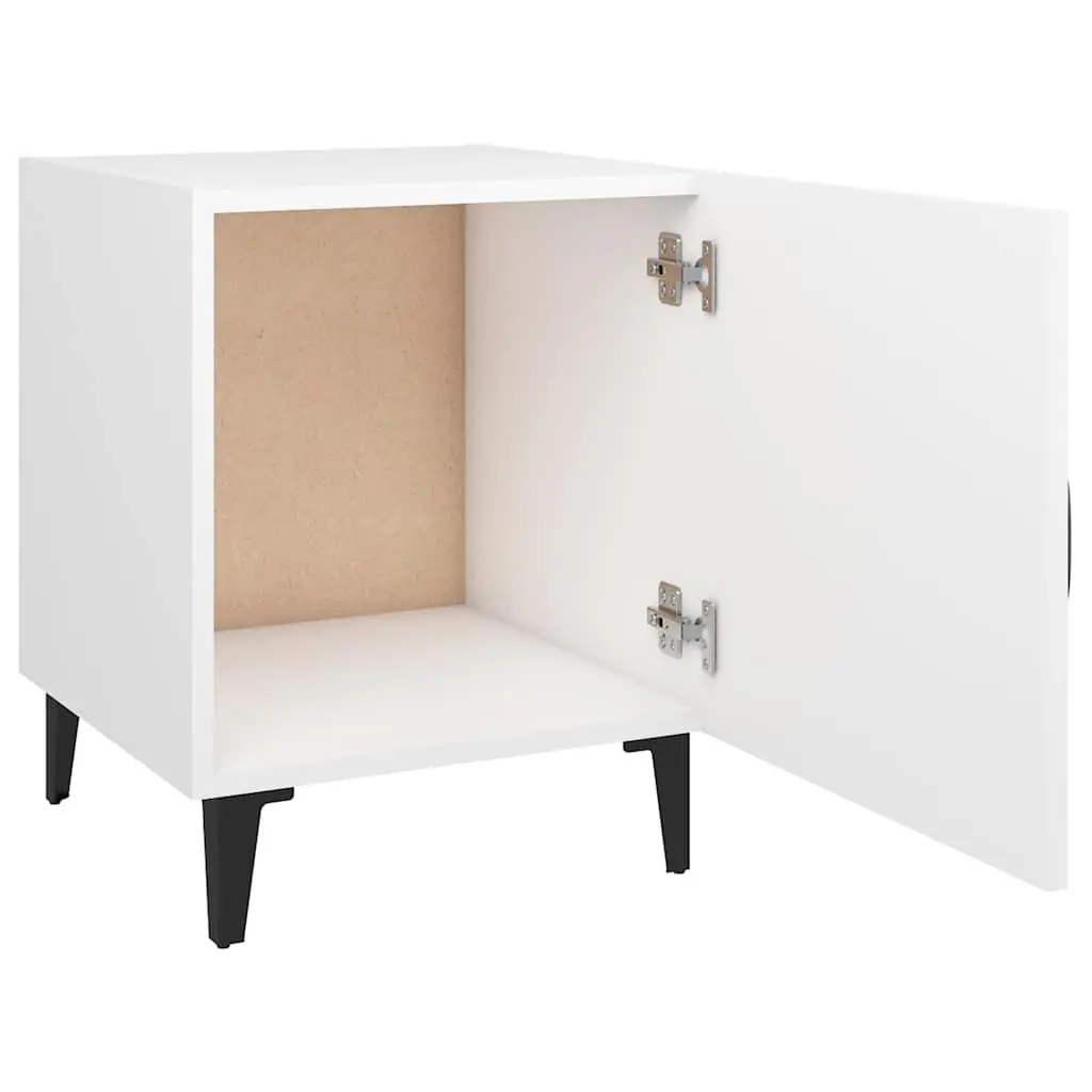 White Engineered Wood Nightstand Set 2 Pieces Storage Cabinets for Bedroom