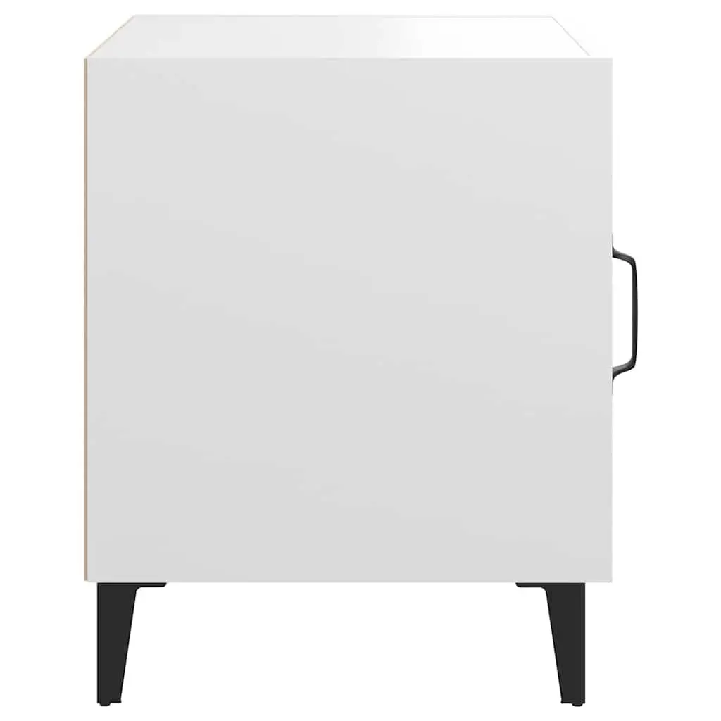 White Engineered Wood Nightstand Set 2 Pieces Storage Cabinets for Bedroom