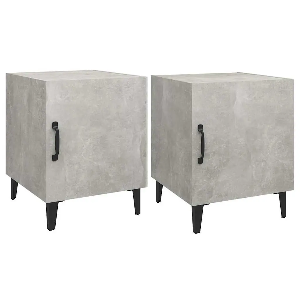Bedside Cabinets Engineered Wood 2 pcs Grey Nightstand Storage Door