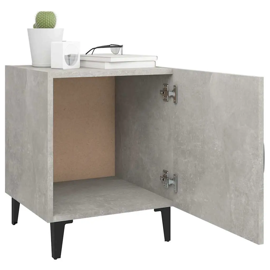 Bedside Cabinets Engineered Wood 2 pcs Grey Nightstand Storage Door