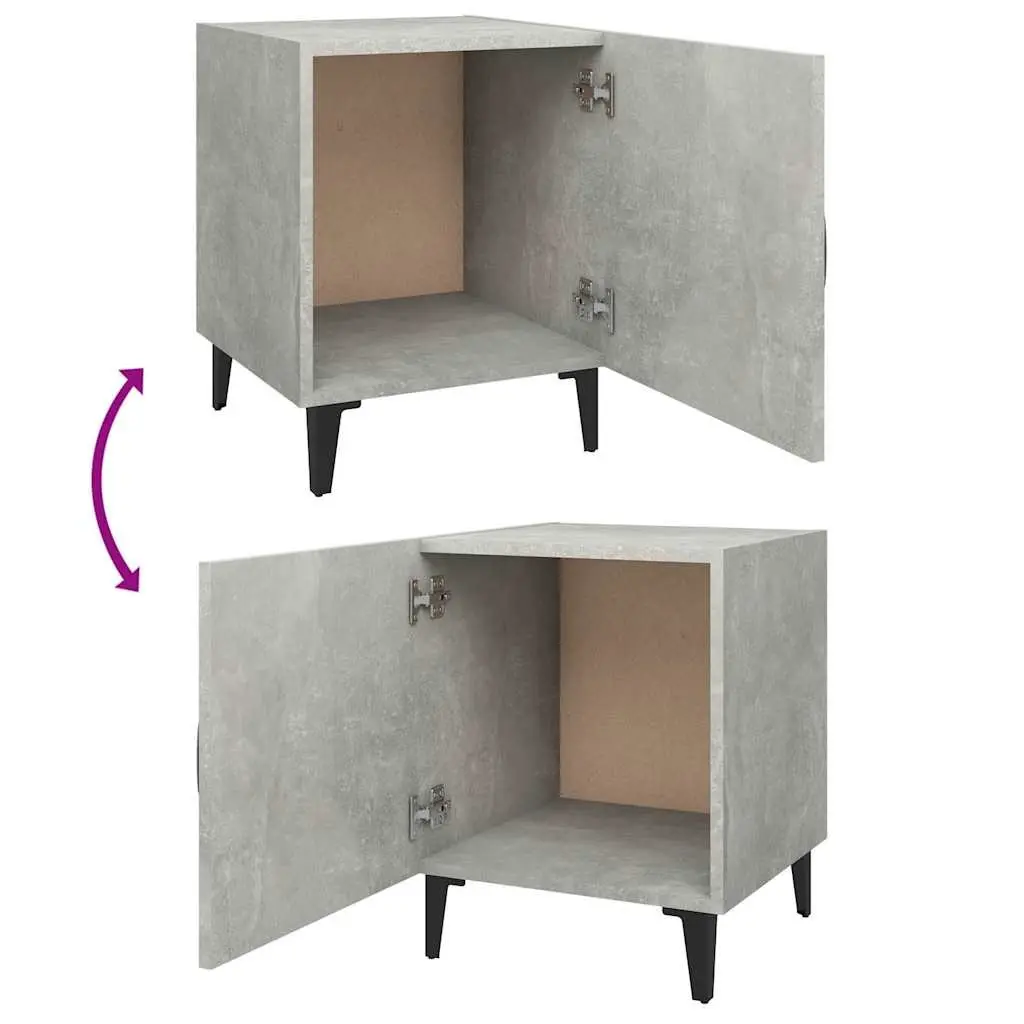 Bedside Cabinets Engineered Wood 2 pcs Grey Nightstand Storage Door