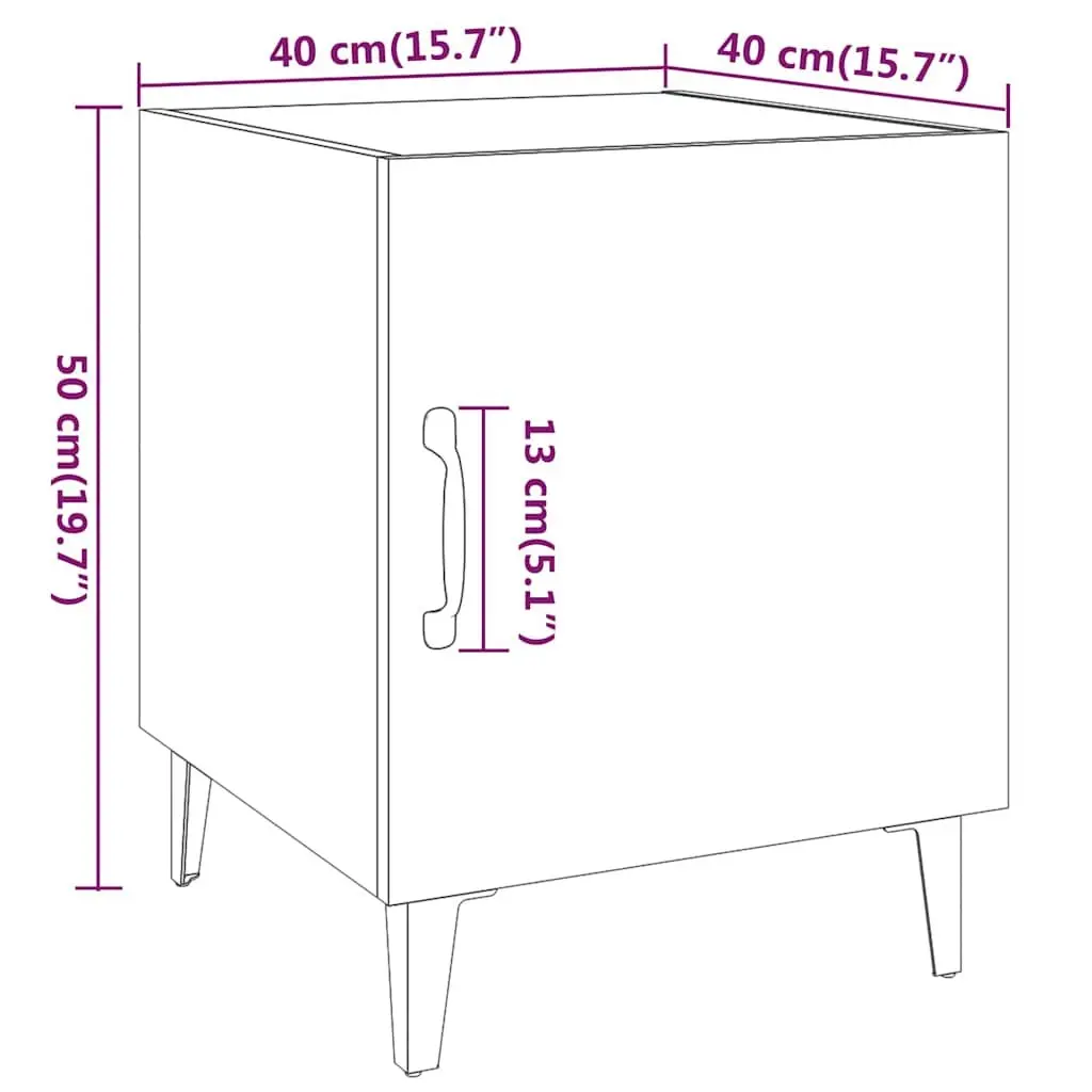 Bedside Cabinet White High Gloss Engineered Wood Nightstand Storage Table Door