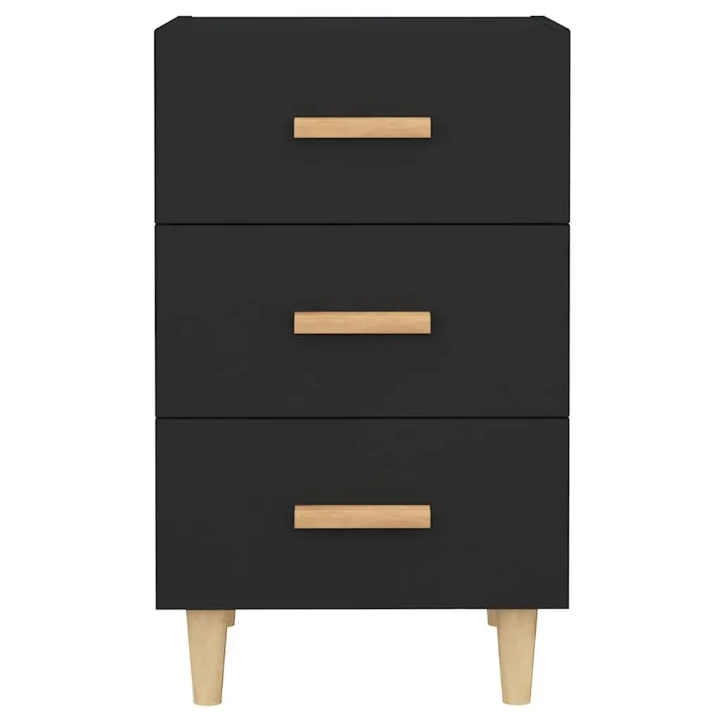 Bedside Cabinet Black 3 Drawer Nightstand Storage Table Bedroom Furniture