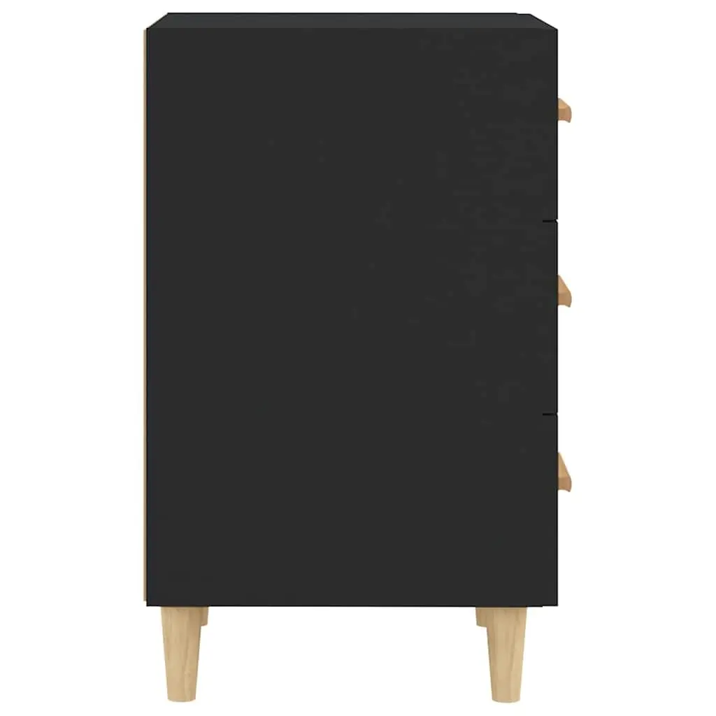 Bedside Cabinet Black 3 Drawer Nightstand Storage Table Bedroom Furniture
