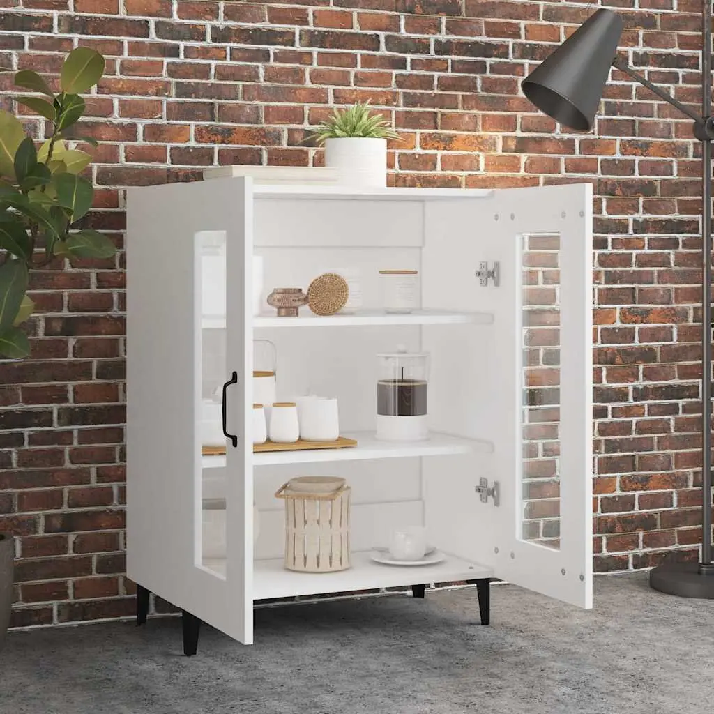 Sideboard Engineered Wood 69.5 x 34 x 90 cm White with Glass Doors