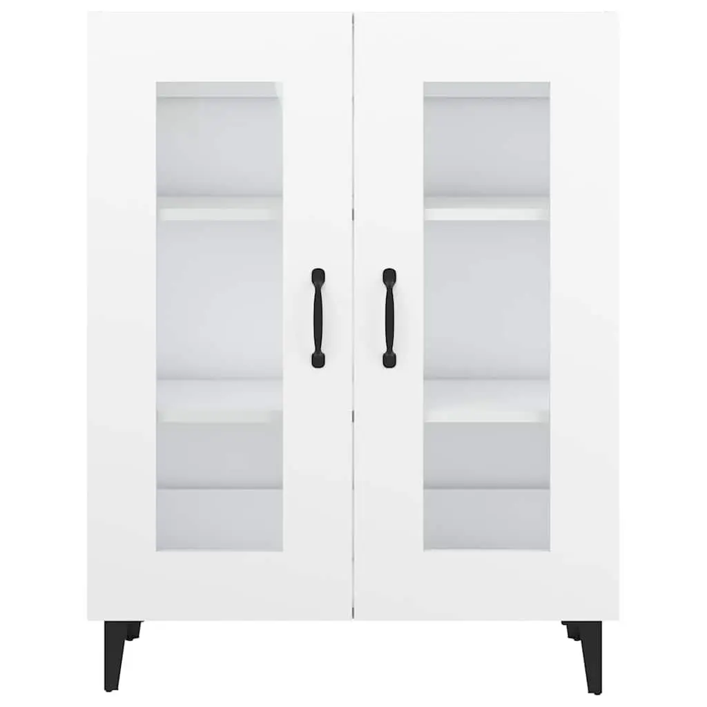 Sideboard Engineered Wood 69.5 x 34 x 90 cm White with Glass Doors