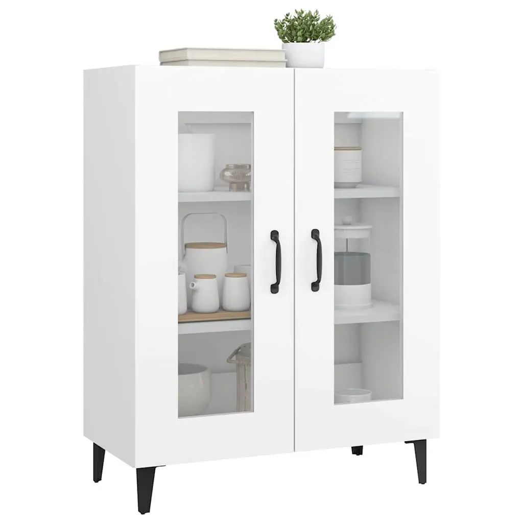 Sideboard Engineered Wood 69.5 x 34 x 90 cm White with Glass Doors