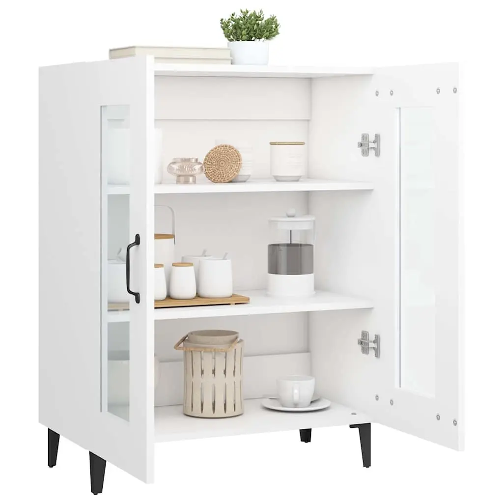 Sideboard Engineered Wood 69.5 x 34 x 90 cm White with Glass Doors