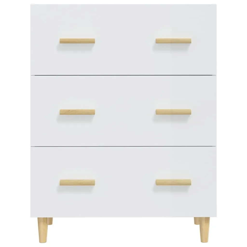 White High Gloss Sideboard Cabinet 70x34x90cm Storage Buffet with 3 Drawers