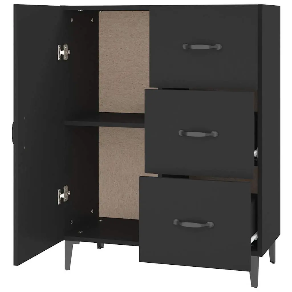 Sideboard Cabinet Engineered Wood 69.5x34x90cm Black Storage Buffet with Door Drawers