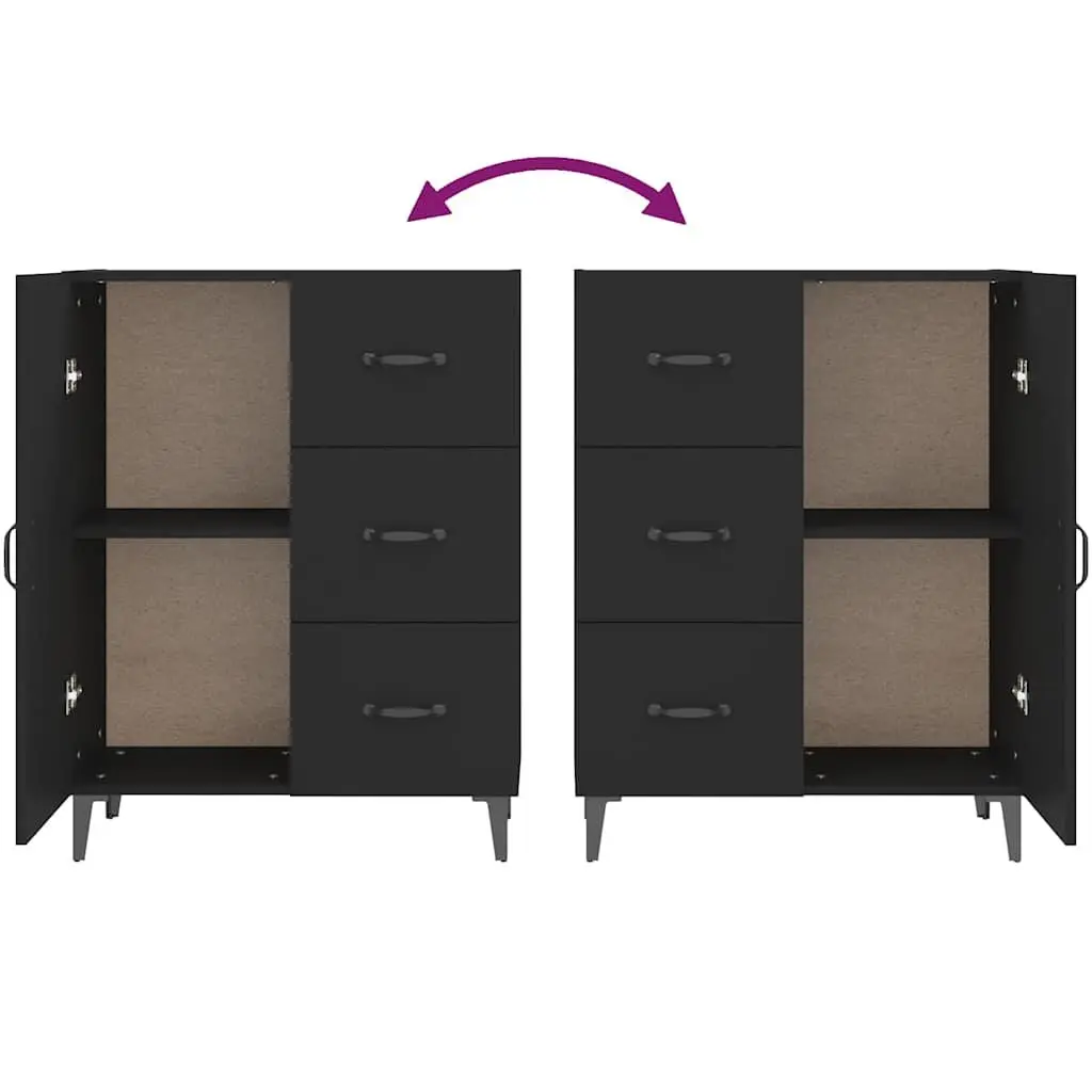 Sideboard Cabinet Engineered Wood 69.5x34x90cm Black Storage Buffet with Door Drawers