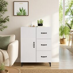 Functional High Gloss White Sideboard with Ample Storage