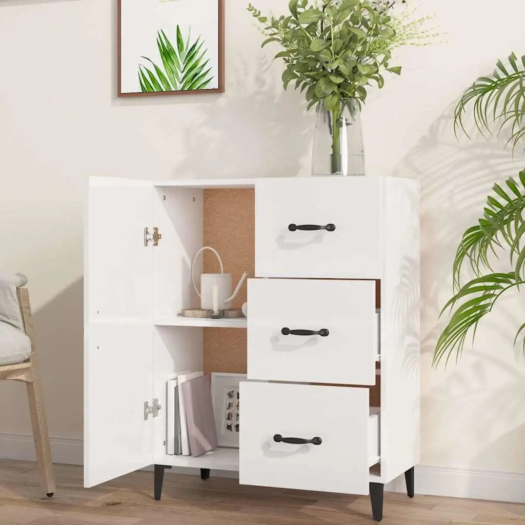 High Gloss White Sideboard with Ample Storage