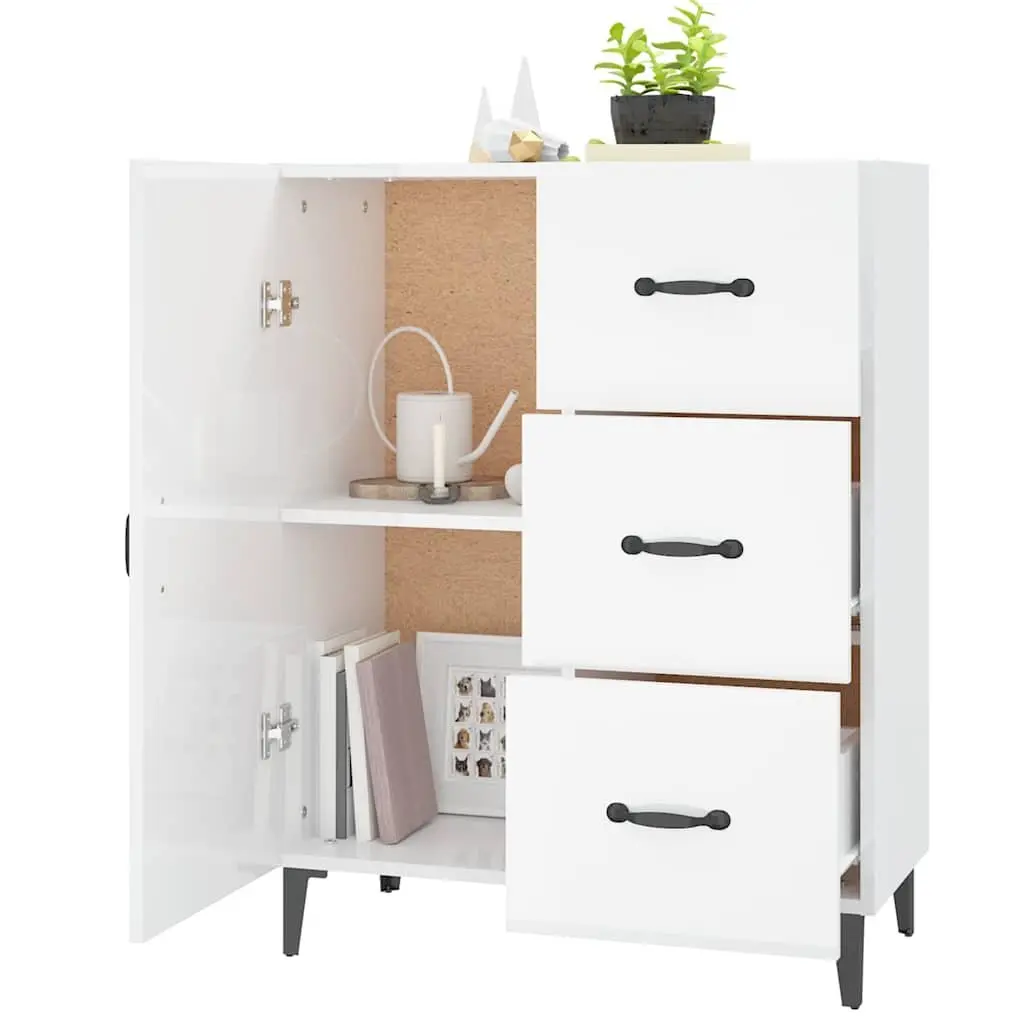 High Gloss White Sideboard with Ample Storage