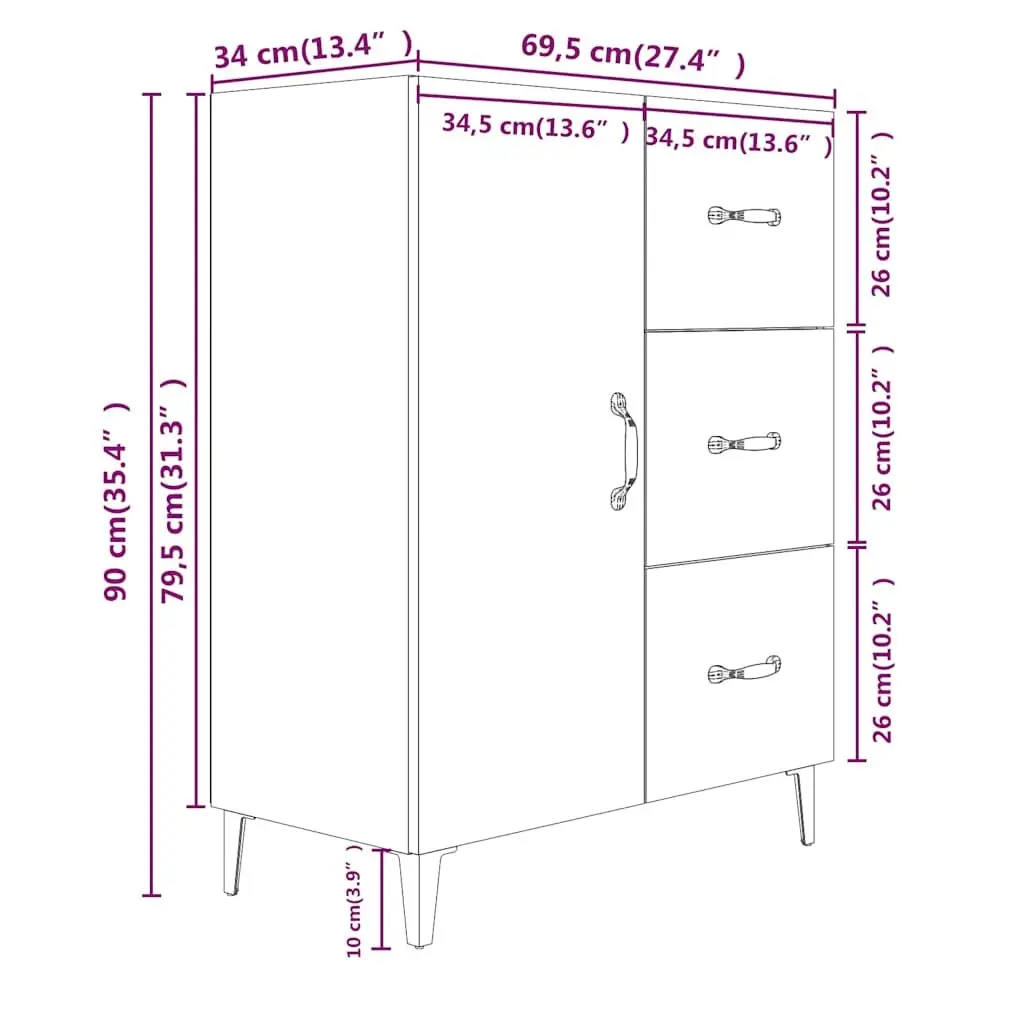 High Gloss White Sideboard with Ample Storage