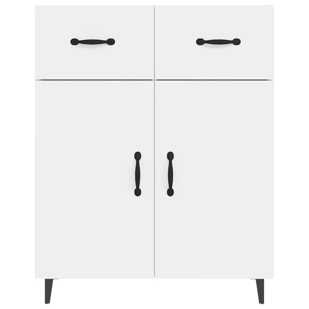 Sideboard Engineered Wood High Gloss White 69.5x34x90cm Storage Cabinet 2 Doors 2 Drawers