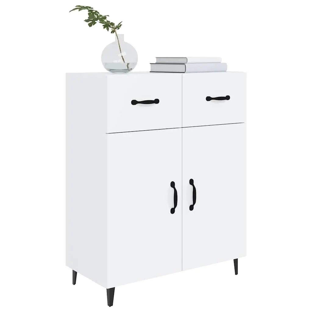 Sideboard Engineered Wood High Gloss White 69.5x34x90cm Storage Cabinet 2 Doors 2 Drawers