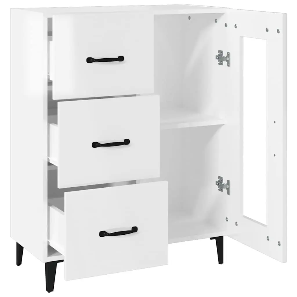 Sideboard Engineered Wood High Gloss White 69.5x34x90 cm