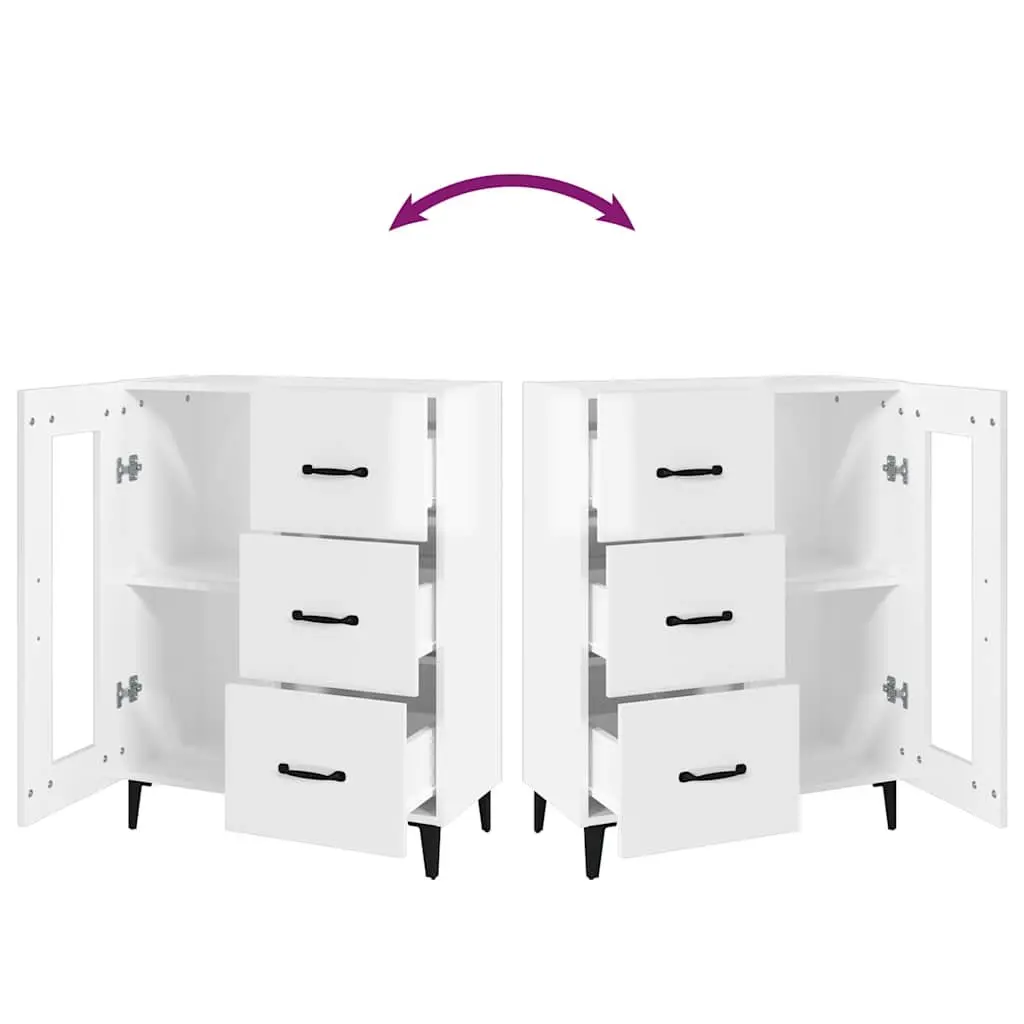 Sideboard Engineered Wood High Gloss White 69.5x34x90 cm