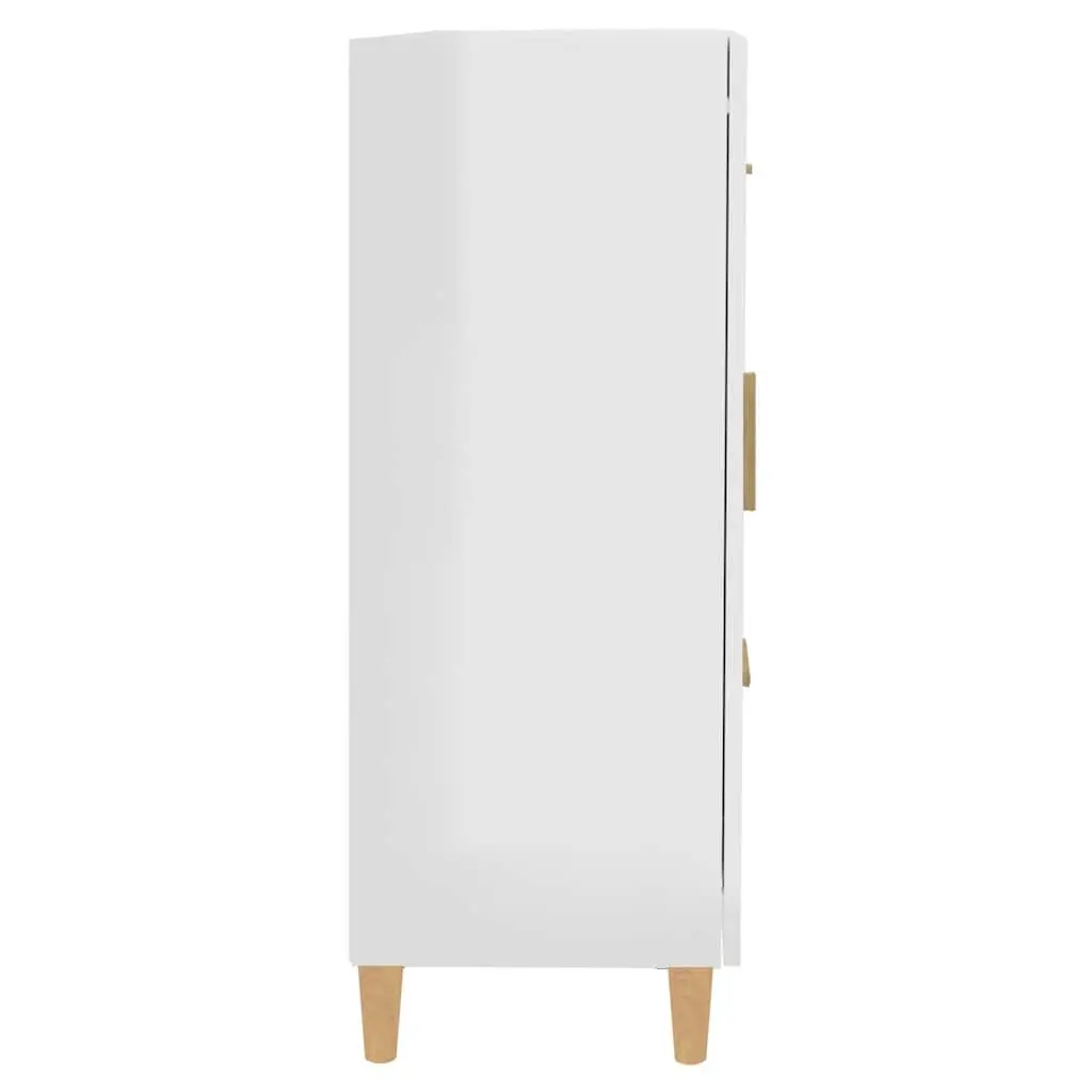 High Gloss White Storage Cabinet Sideboard Engineered Wood 69.5x34x90cm Living Room Furniture