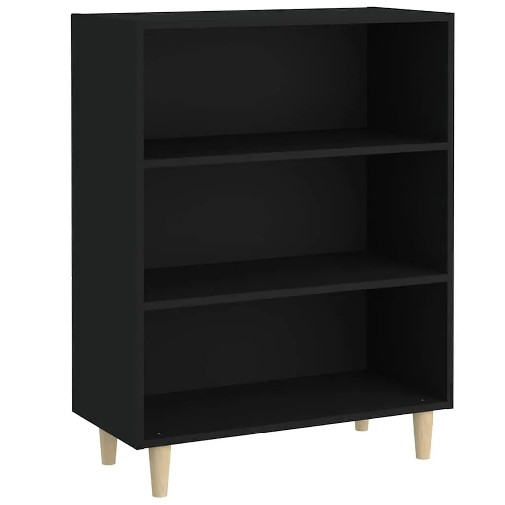 Sideboard Storage Cabinet Black Engineered Wood 3 Shelves Home Furniture