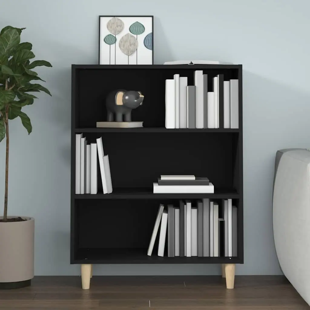 Sideboard Storage Cabinet Black Engineered Wood 3 Shelves Home Furniture