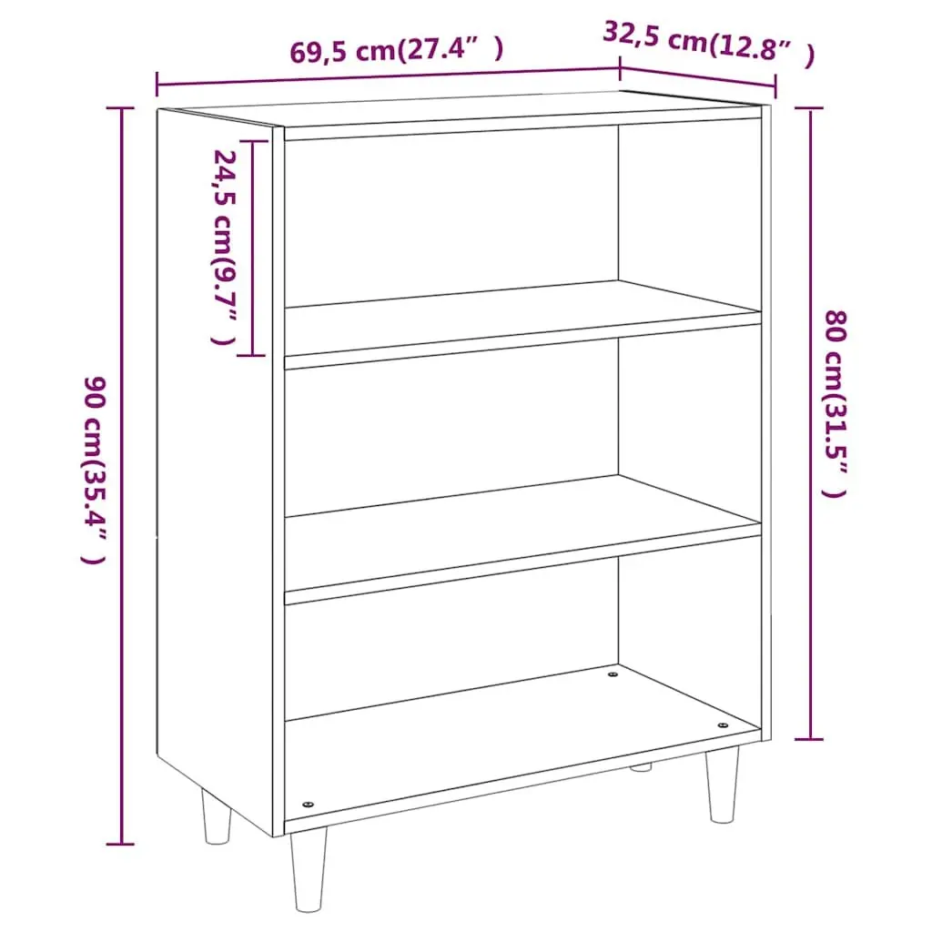 Sideboard Storage Cabinet Black Engineered Wood 3 Shelves Home Furniture